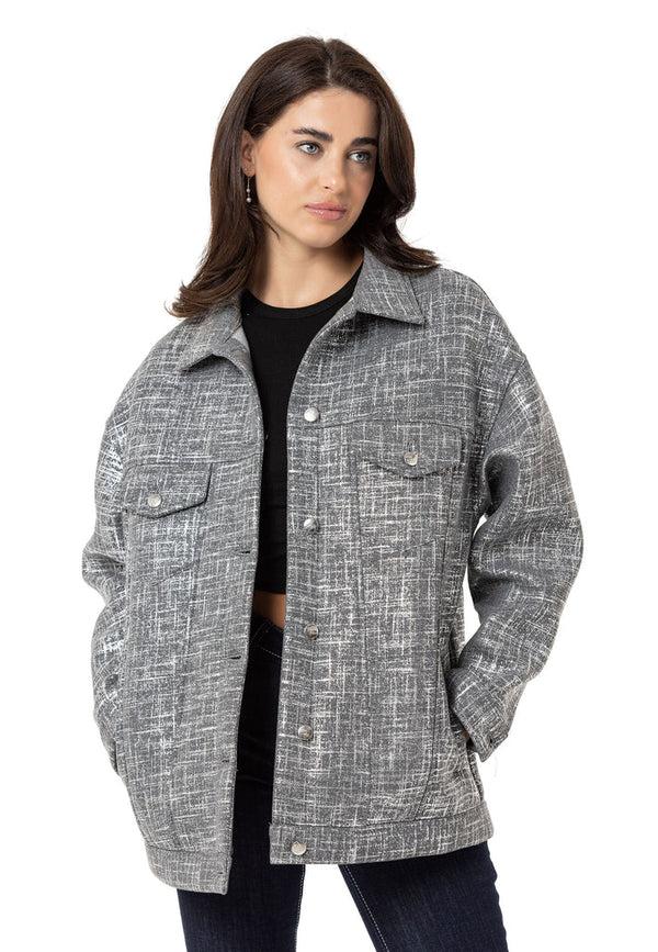 Cipo & Baxx WJ222 Women's Gray Basic Jacket SILVER
