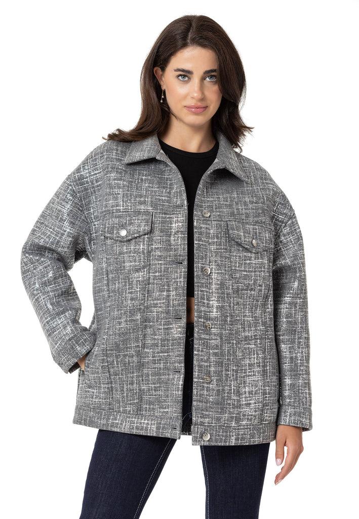 cipo & baxx WJ222 Women's Gray Basic Jacket SILVER