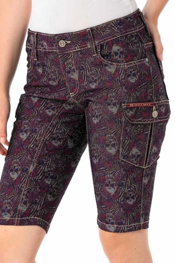 Cipo & Baxx WK180 Patterned Cargo Shorts PURPLE
