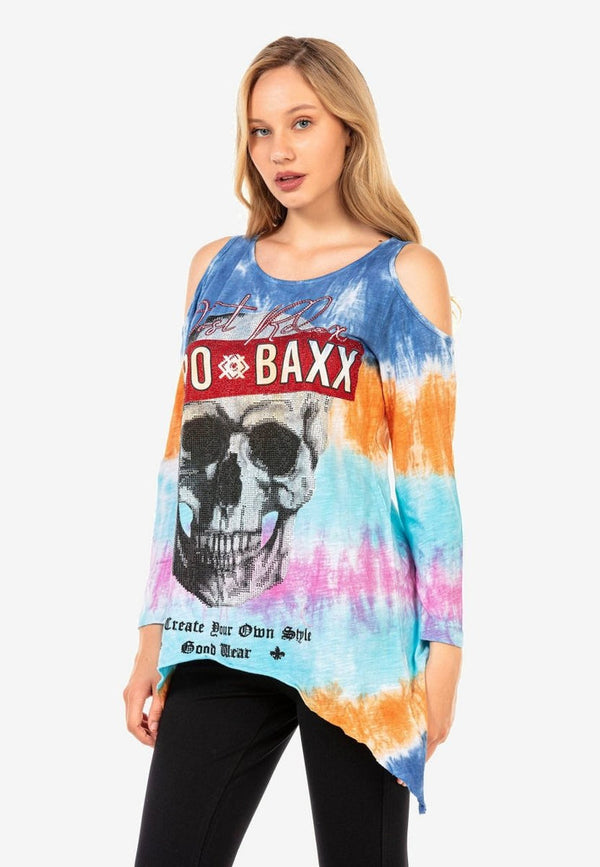 Cipo & Baxx WL294 Long Casual Patterned T-Shirt BLUE