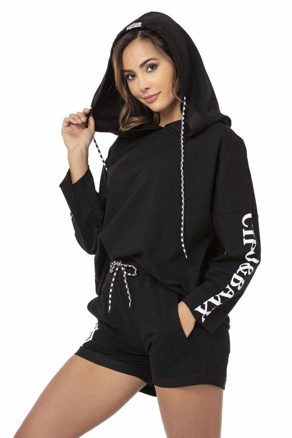 Cipo & Baxx WLK176 Hoodie Shorts Set BLACK
