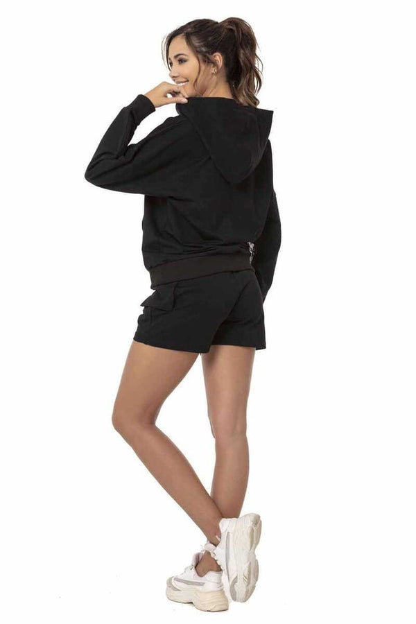 Cipo & Baxx WLK177 Hoodie Shorts Set BLACK
