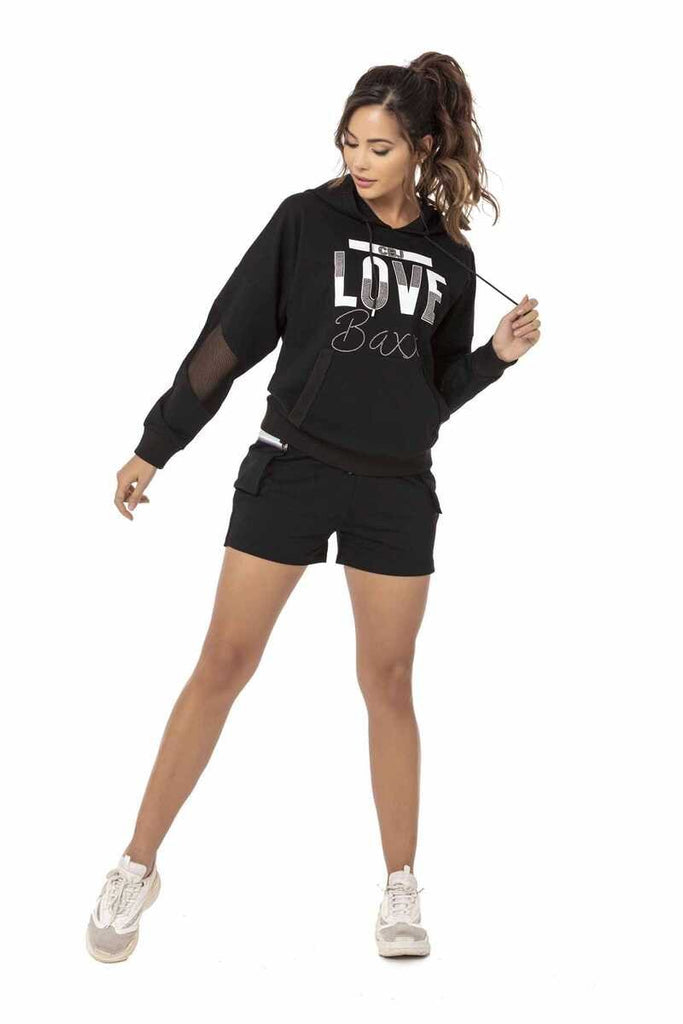 cipo & baxx WLK177 Hoodie Shorts Set BLACK