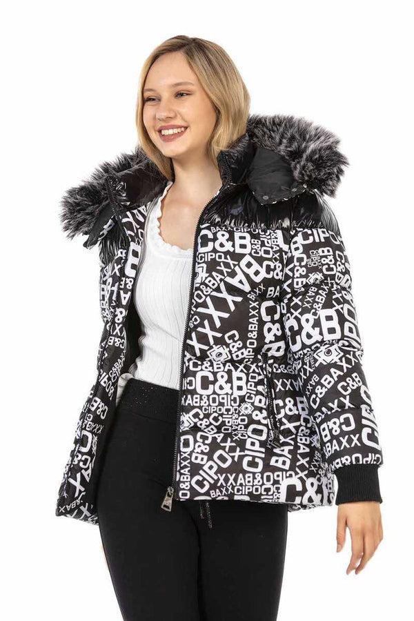 Cipo & Baxx WM129 Printed Women's Puffer Coat WHITE