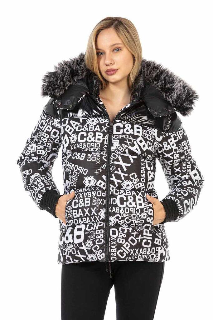 cipo & baxx WM129 Printed Women's Puffer Coat WHITE