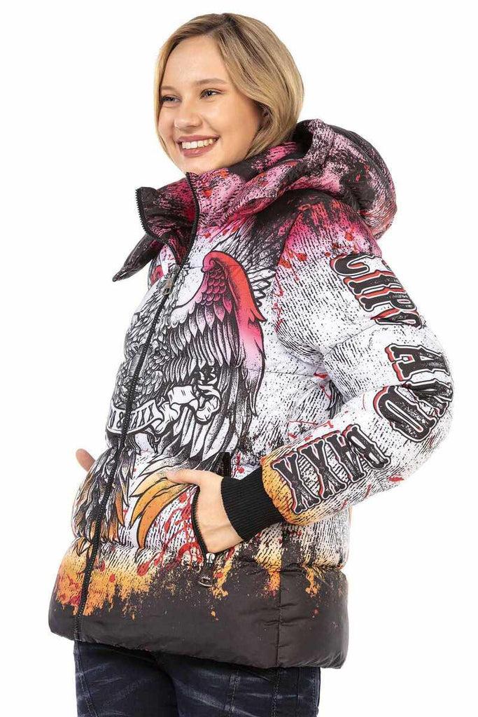 cipo & baxx WM130 Printed Women's Puffer Coat ECRU