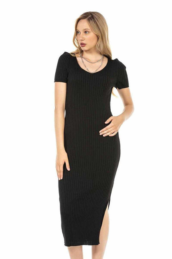Cipo & Baxx WP223 Women's Long Knitwear Dress BLACK