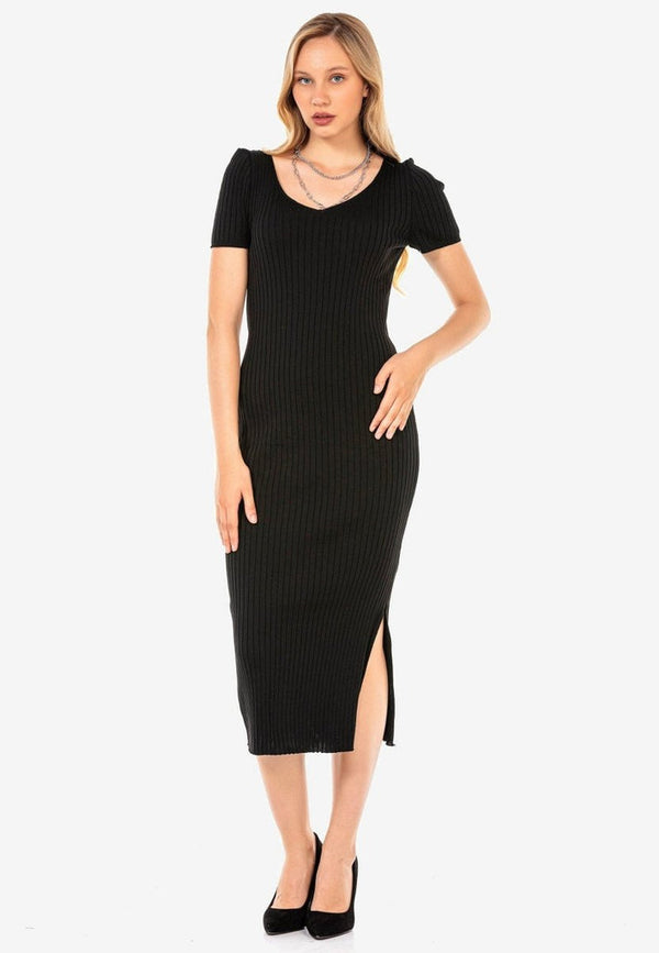 Cipo & Baxx WP223 Women's Long Knitwear Dress BLACK