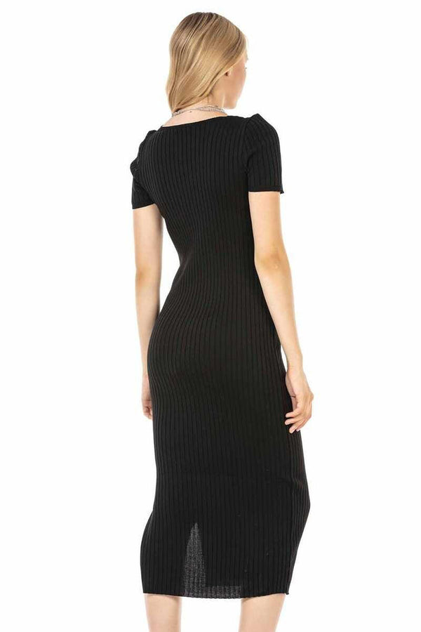 Cipo & Baxx WP223 Women's Long Knitwear Dress BLACK