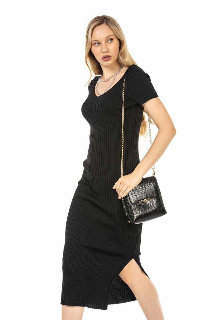 cipo & baxx WP223 Women's Long Knitwear Dress BLACK