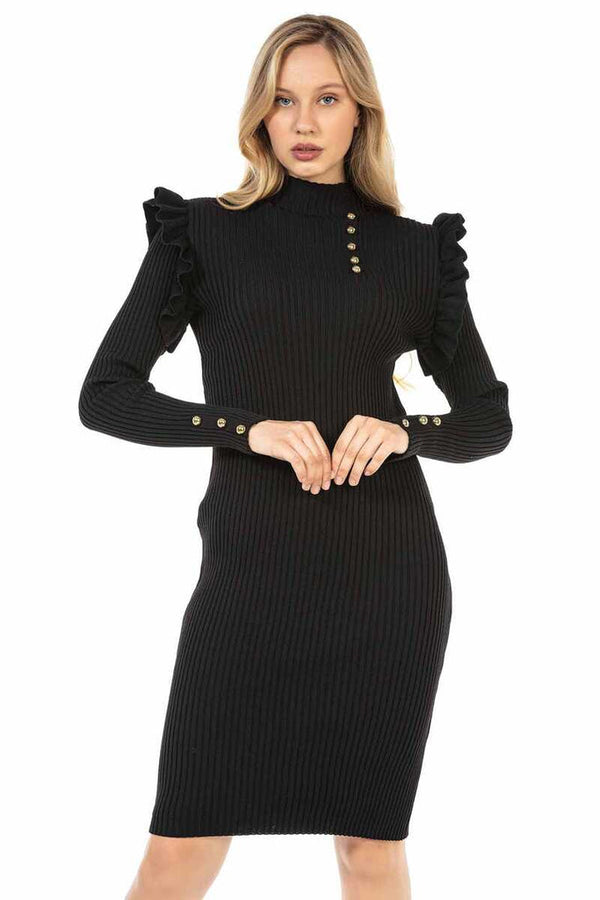 Cipo & Baxx WP224 Women's Knitwear Dress BLACK