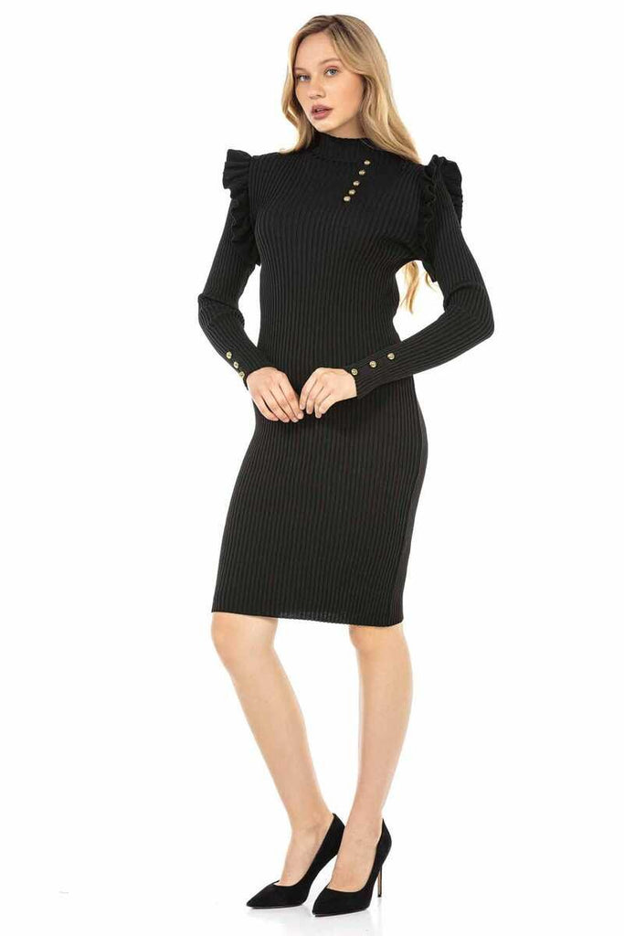 cipo & baxx WP224 Women's Knitwear Dress BLACK
