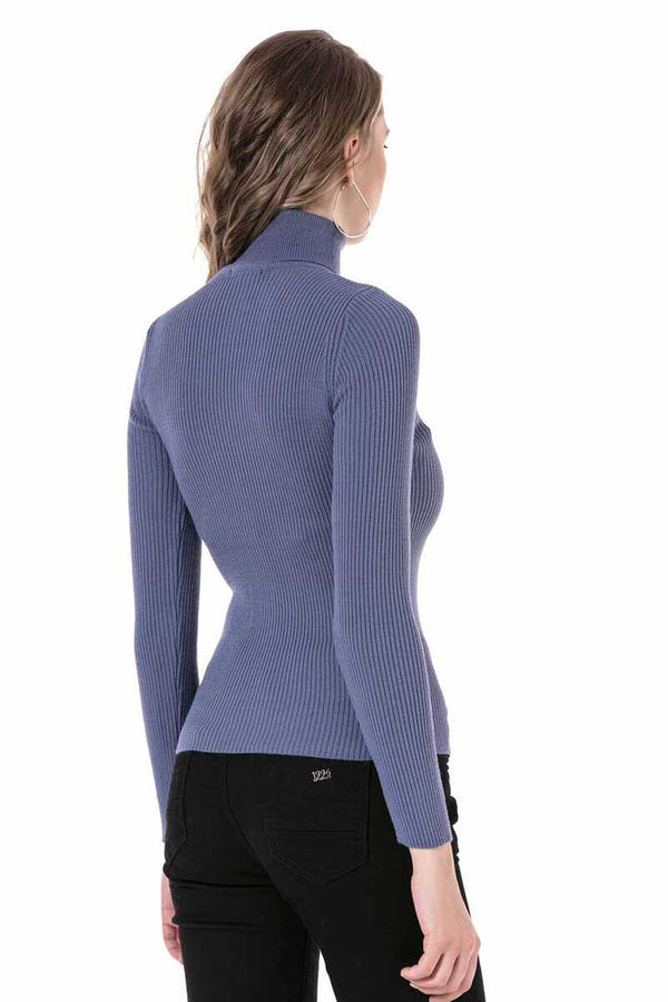 Cipo & Baxx WP227 Women's Turtleneck Sweater INDIGO