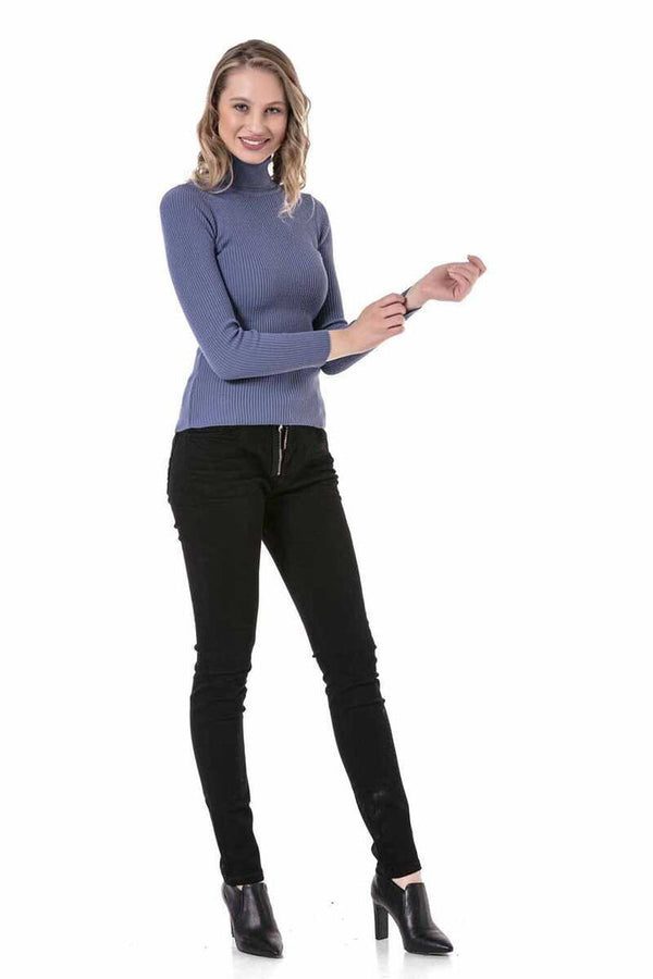 Cipo & Baxx WP227 Women's Turtleneck Sweater INDIGO