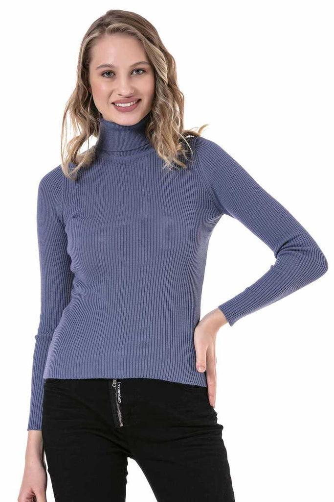 cipo & baxx WP227 Women's Turtleneck Sweater INDIGO