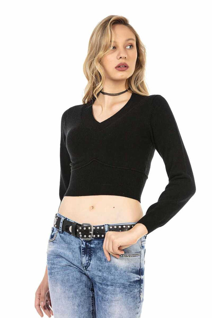 cipo & baxx WP233 Crop Top Knitwear BLACK
