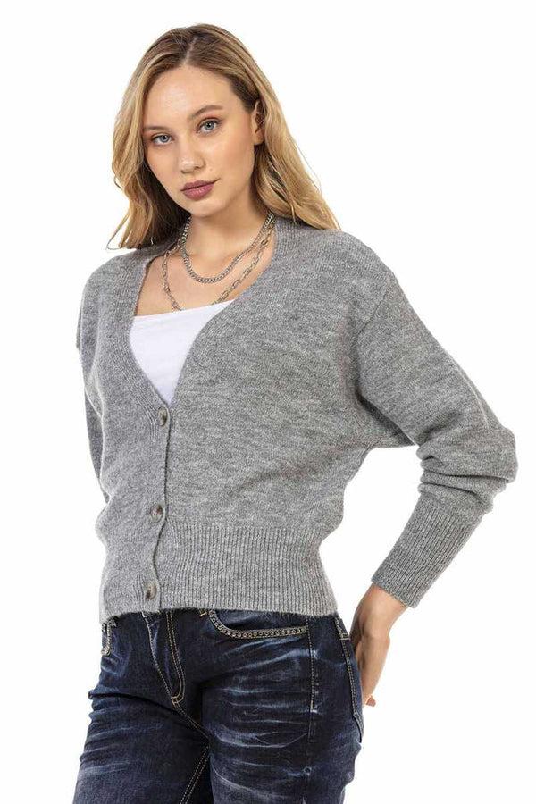 Cipo & Baxx WP235 Buttoned Short Cardigan GREY
