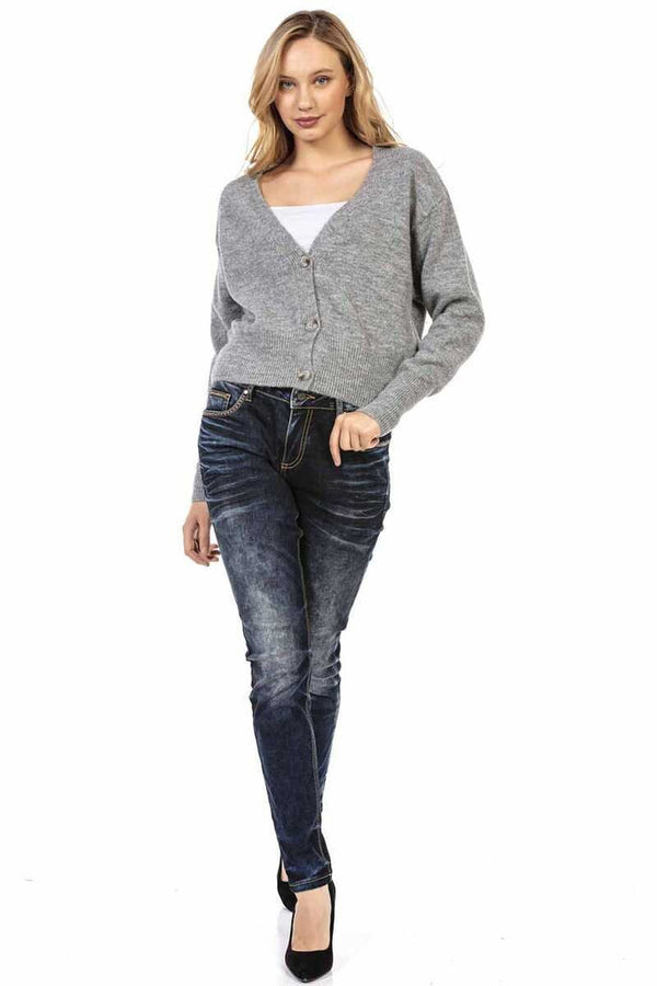 Cipo & Baxx WP235 Buttoned Short Cardigan GREY