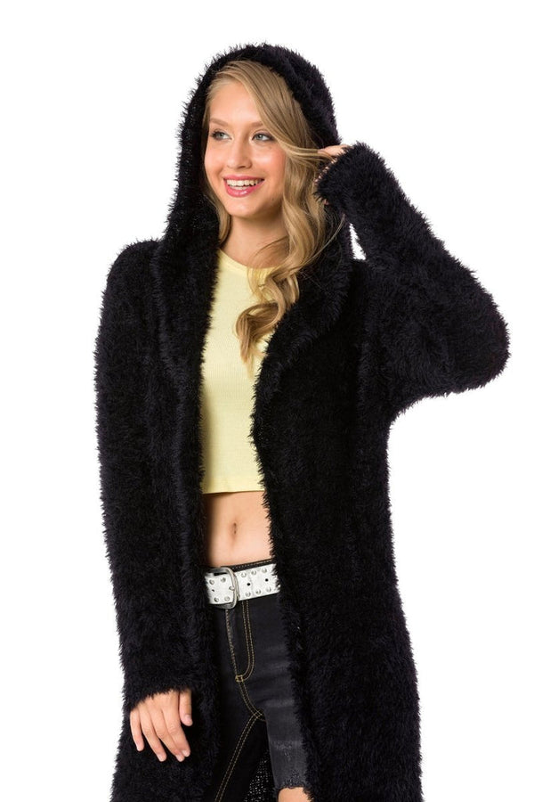 Cipo & Baxx WP244 Plush Long Cardigan BLACK