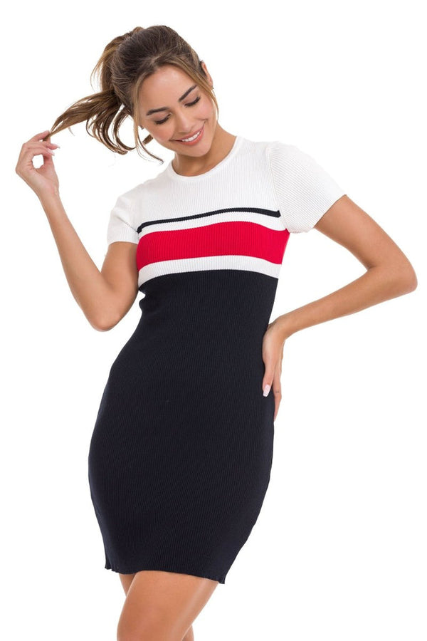 Cipo & Baxx WP257 Striped Knitwear Mini Dress RED