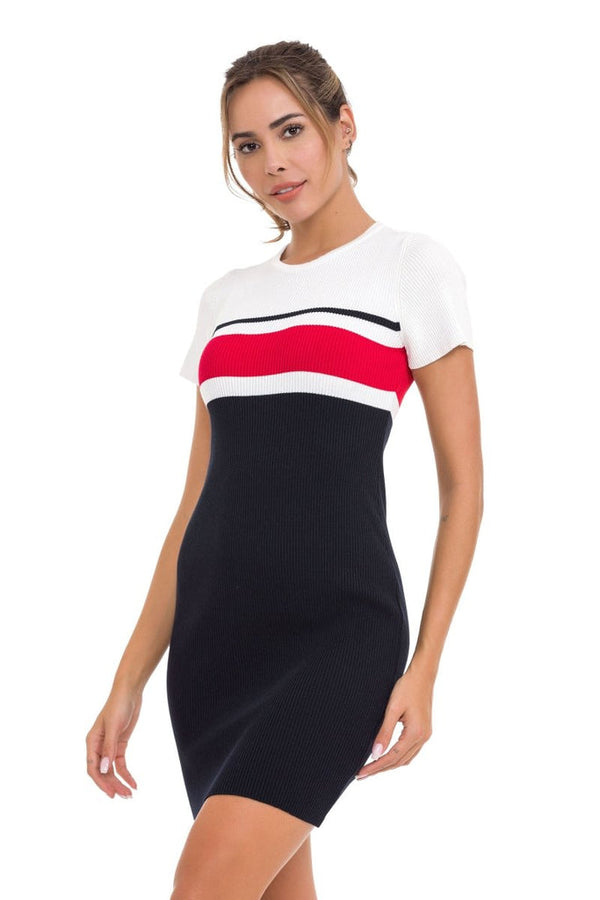 Cipo & Baxx WP257 Striped Knitwear Mini Dress RED
