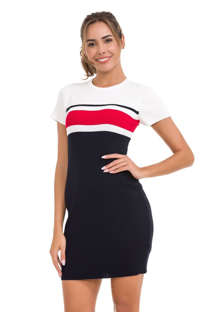 cipo & baxx WP257 Striped Knitwear Mini Dress RED