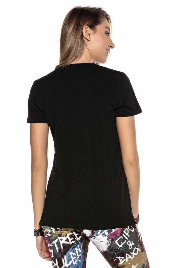 Cipo & Baxx WT275 Printed T-Shirt On The Front BLACK
