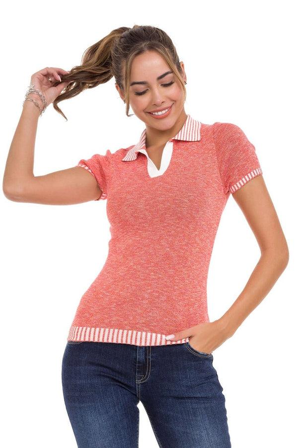 Cipo & Baxx WT354 Polo Neck Knitwear T-Shirt BLUE