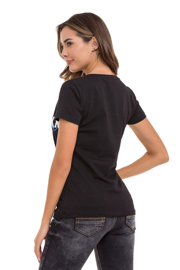 Cipo & Baxx WT370 Women's Printed T-Shirt BLACK