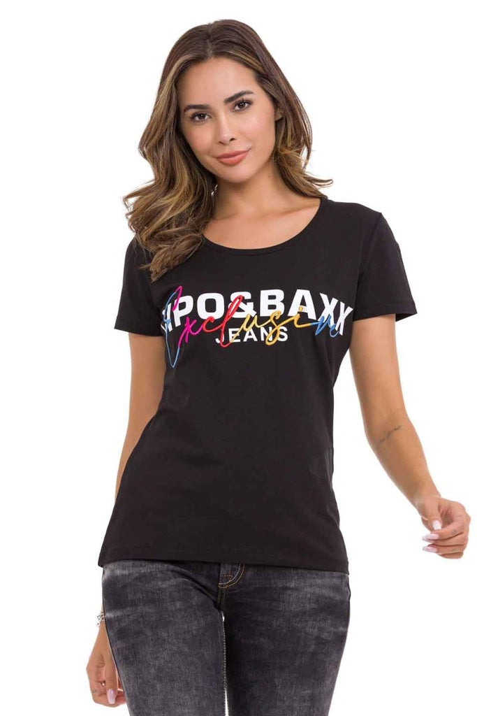 cipo & baxx WT370 Women's Printed T-Shirt BLACK