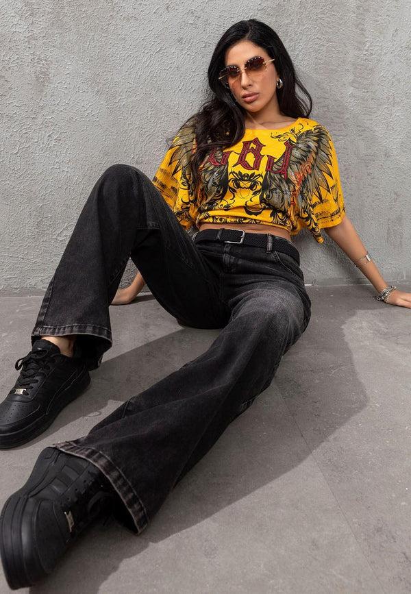 Cipo & Baxx WT377 Ladies Eagle Wing T-Shirt ORANGE