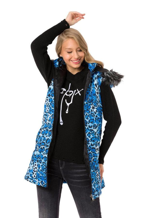 Cipo & Baxx WW120 Women's Long Puffer Vest BLUE