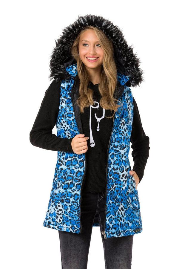 Cipo & Baxx WW120 Women's Long Puffer Vest BLUE