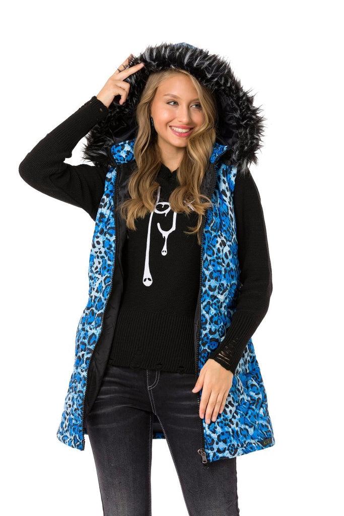 cipo & baxx WW120 Women's Long Puffer Vest BLUE