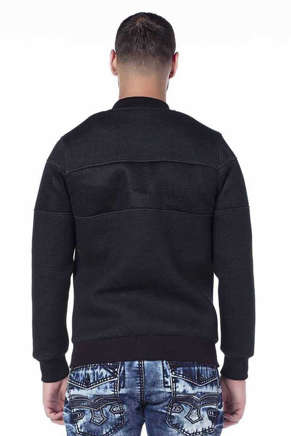 Cipo & Baxx CJ141 Zippered Elastic College Collar Men's Coat BLACK