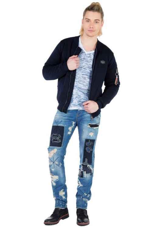 Cipo & Baxx CJ151 College Collar Zippered Short Men's Coat GREY