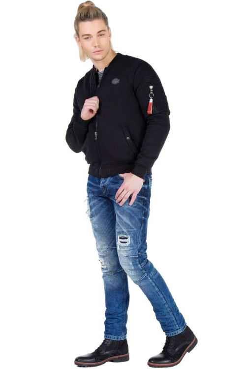 Cipo & Baxx CJ151 College Collar Zippered Short Men's Coat GREY