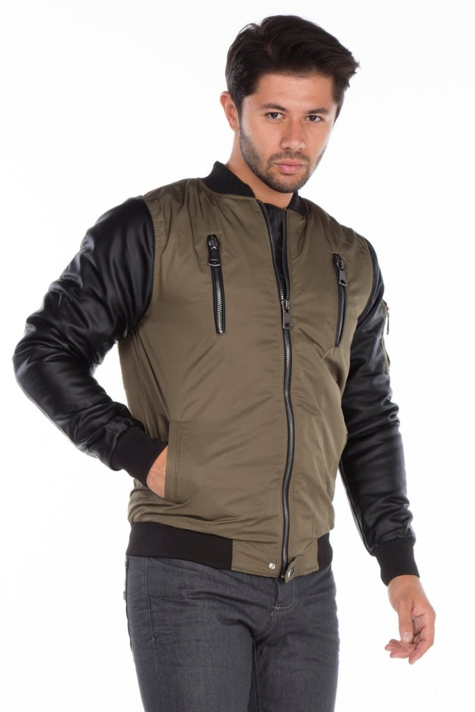 cipo & baxx CJ175 Dragon Motif Leather Sleeve Men's Coat RED