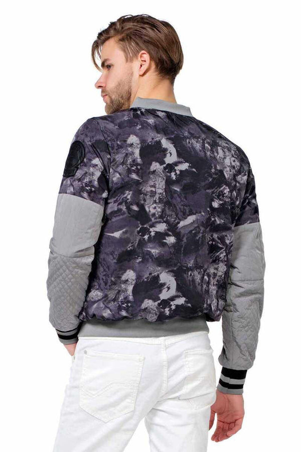 Cipo & Baxx CJ210 Patterned Zippered Slim Summer Men's Jacket GREY