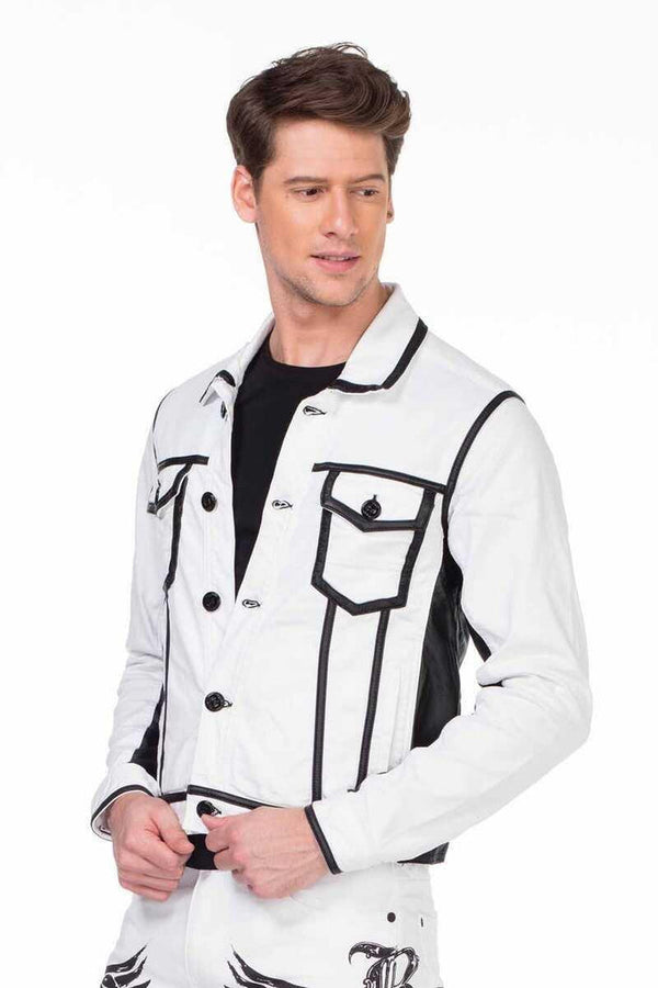 Cipo & Baxx CJ213 Skull Printed Men's Biker Jacket WHITE