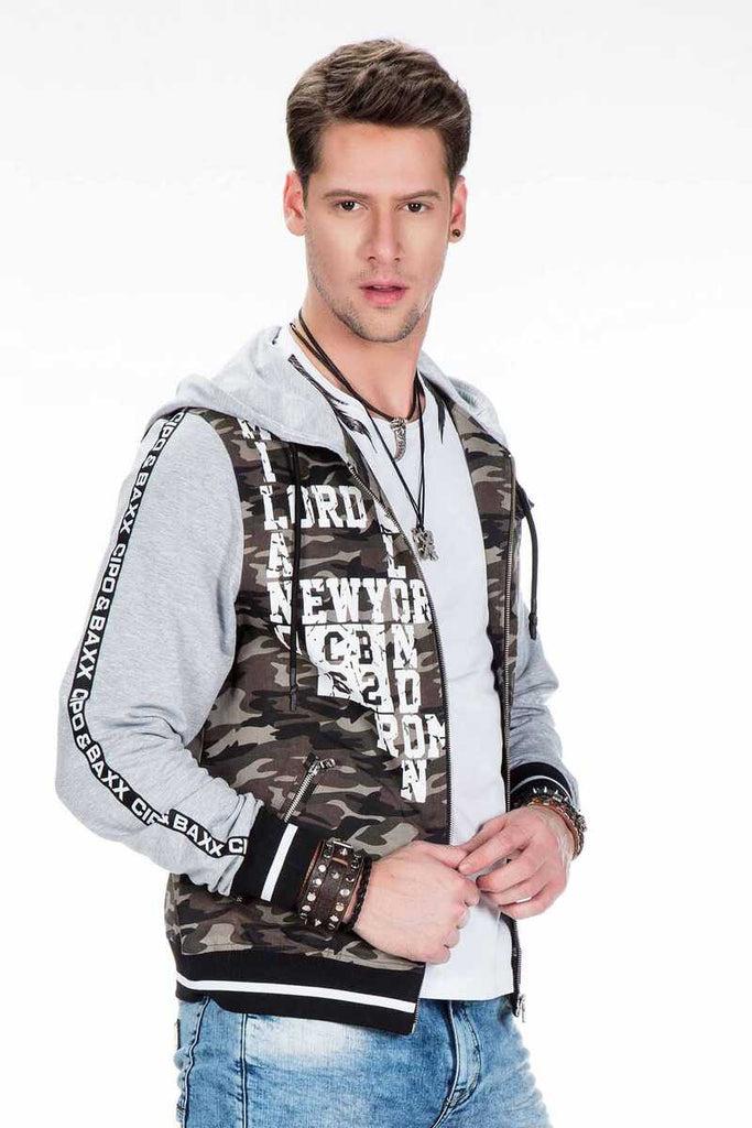 cipo & baxx CJ215 Printed Camouflage Men's Sweatshirt KHAKICAMOUFLAGE