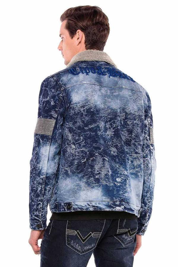 Cipo & Baxx CJ245 Variegated Fur Men's Denim Jacket BLACK