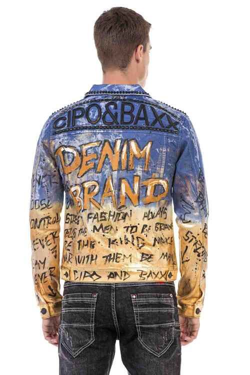Cipo & Baxx CJ265 Golden Blue Painting Denim Jacket BLUEGOLD