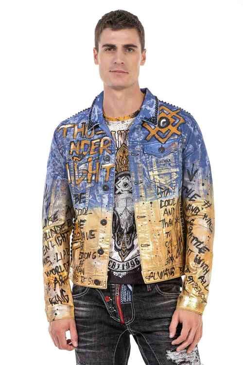 cipo & baxx CJ265 Golden Blue Painting Denim Jacket BLUEGOLD