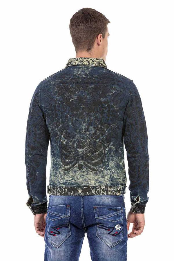 Cipo & Baxx CJ272 Dark Printed Men's Denim Jacket BLUE
