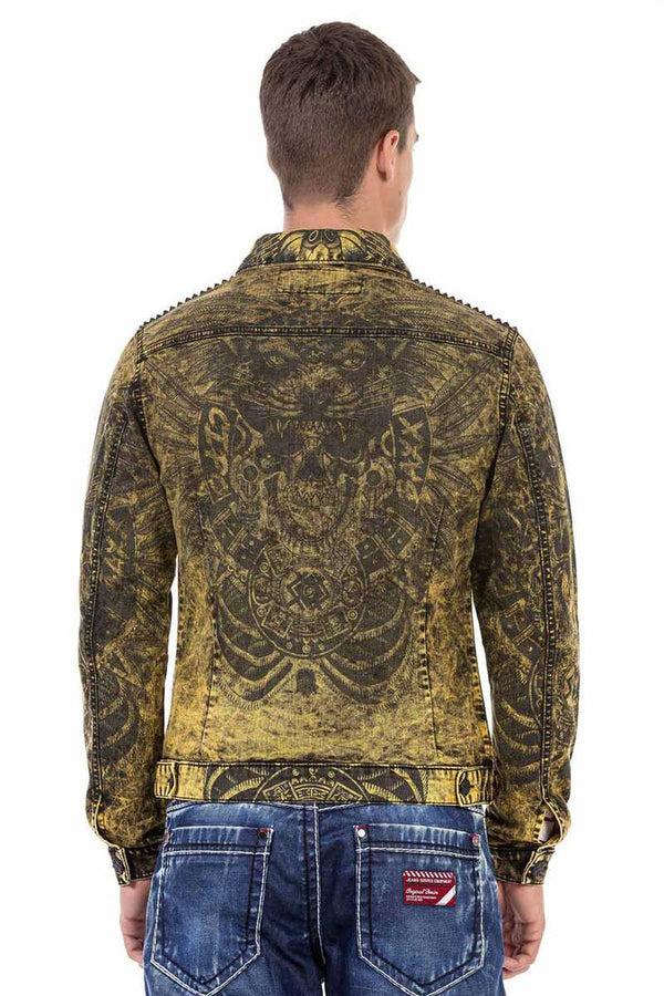 Cipo & Baxx CJ273 Washed Print Men's Denim Jacket YELLOW