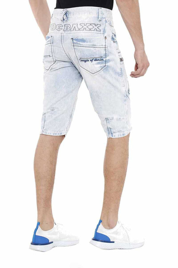 Cipo & Baxx CK 131 Piece Stitched Denim Capri With Side Pockets ICEBLUE