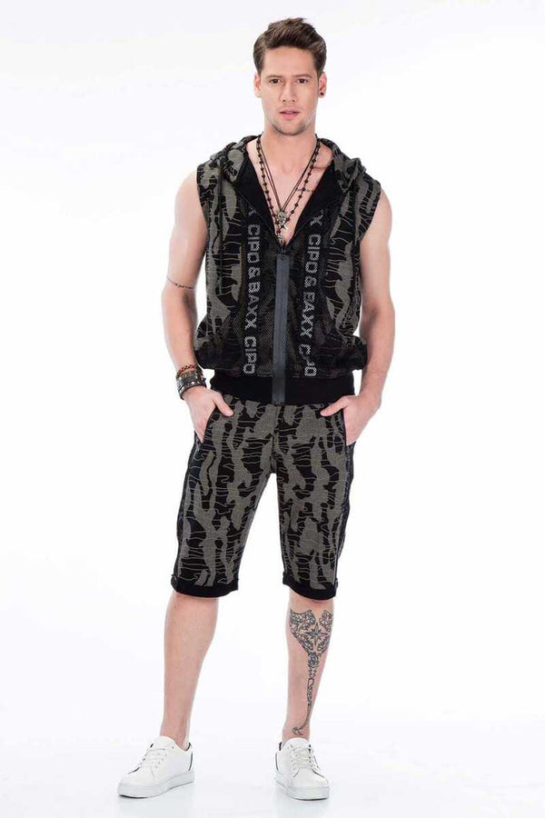 Cipo & Baxx CK167 Camouflage Patterned Men's Capri Tracksuit INDIGO