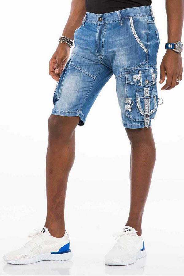 Cipo & Baxx CK195 Men's Capri Shorts With Cargo Pocket BLUE