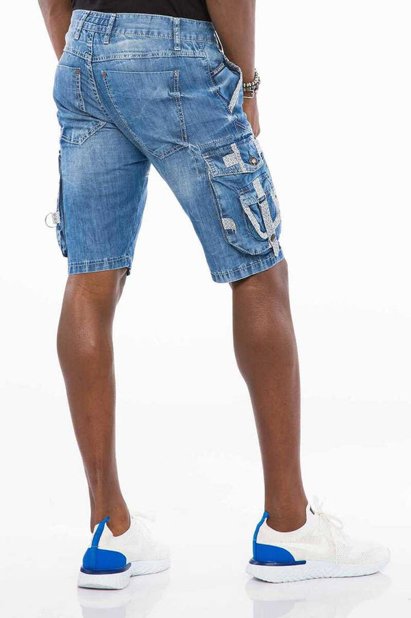 Cipo & Baxx CK195 Men's Capri Shorts With Cargo Pocket BLUE